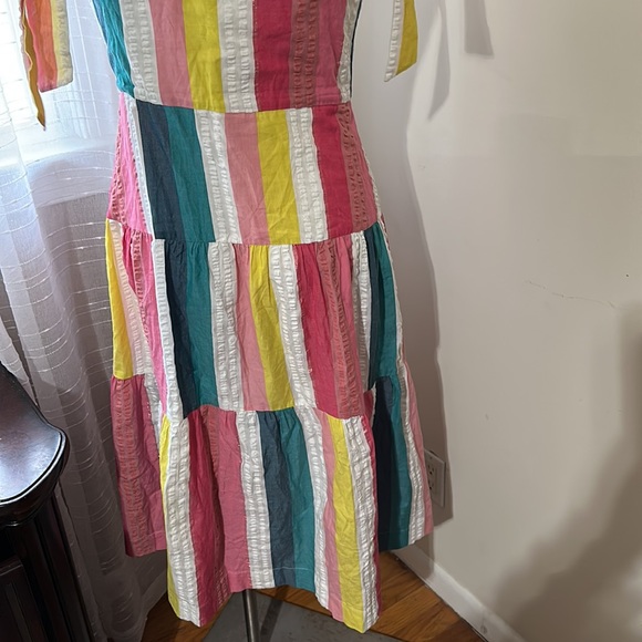 Emily and Fin Iona Dress Summer Rainbow Stripe Sundress midi  Tiered size L - Picture 8 of 11